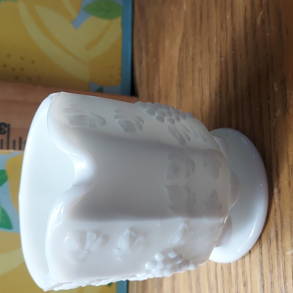 CREAMER & SUGAR BOWL WESTMORELAND EMBOSSED MILK GLASS